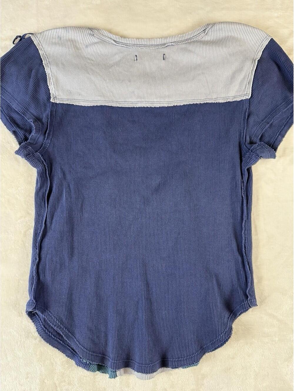 We The Free Ribbed Patchwork Tee Medium Multicolor Short‎ Sleeve - Picture 4 of 6